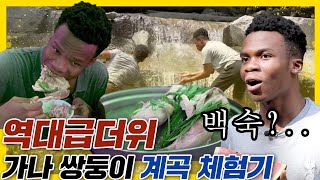 한국의 계곡 백숙을 처음먹어본 가나쌍둥이 충격적인 반응,  Ghana twins React To korean chicken soop