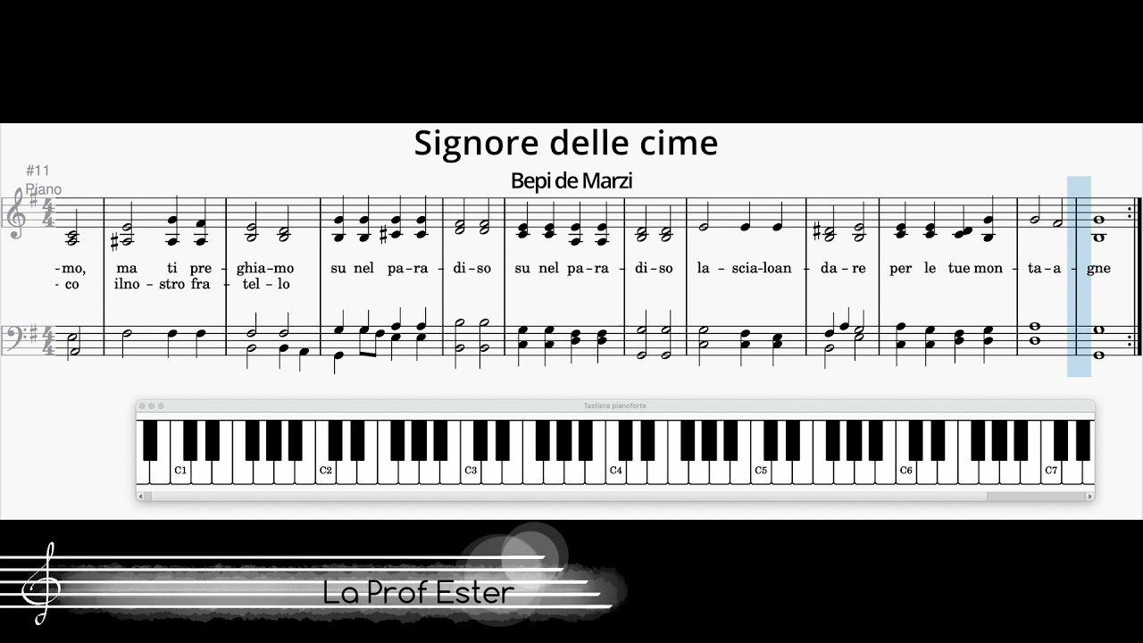 Signore Delle Cime Bepi De Marzi Arr In Sol Tutorial Piano Chords