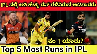 IPL ನಲ್ಲಿ ಅತಿ ಹೆಚ್ಚು ರನ್ ಕಲೆ ಹಾಕಿರುವ ಟಾಪ್ 5 ಆಟಗಾರರು | Top 5 Most Runs in IPL