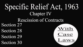 #section27sra #sra1963 #rescission Chapter IV || Rescission of Contract || Specific Relief Act, 1963