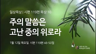 2023년 1월 12일 일상묵상 l 시편 119편 묵상 10 l 주의 말씀은 고난 중의 위로라 (시 119:46-50)