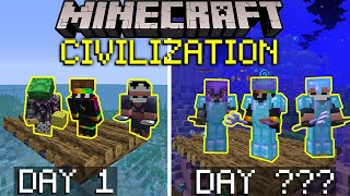 100 Players Simulate Civilization for 100 Days on the WATER RISING Minecraft SMP