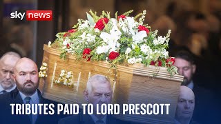 Sir Tony Blair and Gordon Brown lead tributes to Lord Prescott at his funeral