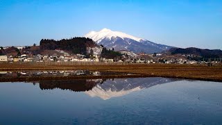 春の津軽 北国の朝【 雪解けの津軽平野 霊峰岩木山】青森県弘前市岩木地区プロモーション