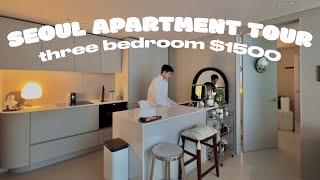 $1500 three bedroom new korean apartment tour, seoul vlog (black \u0026 white modern aesthetic)