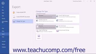 Word 2016 Tutorial Saving as a Different File Type Microsoft Training