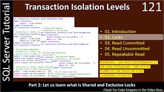 Transaction Isolation Levels | Part 2 - Shared & Exclusive Locks | SSMS TSQL Tutorial #121