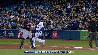 CLE@TOR: Bautista lines a single to center field