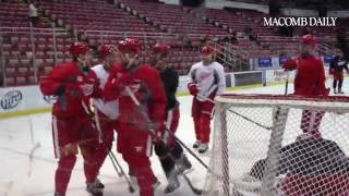 David Legwand skating with his new teammates working on second power play unit. #RedWings