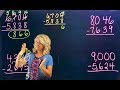 Subtraction "Across the Zeros" 4th Grade Math Lightboard