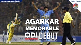 Gilchrist on Fire 🔥 Agarkar Bowling on ODI Debut Gets His Wicket \u0026 Brings India Back into the Match