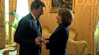 Il premier Matteo Renzi riceve Nancy Pelosi a Palazzo Chigi