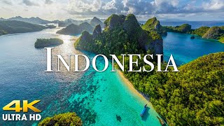 FLYING OVER INDONESIA (4K UHD) Amazing Beautiful Nature Scenery & Relaxing Music for Stress Relief