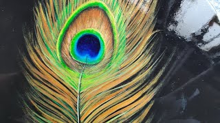 REALISTIC Peacock Feather acrylic painting tutorial /Janmashtami Special/ Step by Step for Beginners