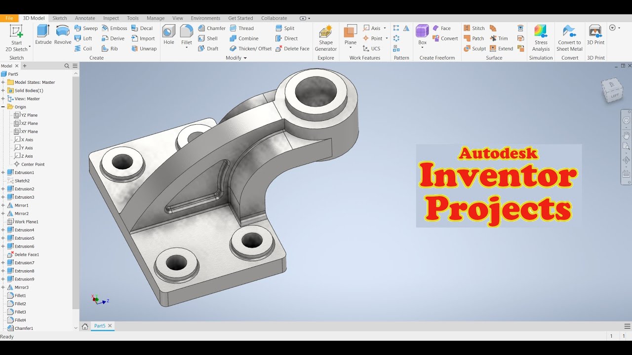 Autodesk Inventor Tutorial 3d Model 14 Youtube