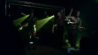 Three Sword Swallowers Swallowing Swords