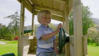 Rebo Wooden Lookout Tower Playhouse with 6ft Slide