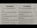 Difference Between Hearing And Listening?-Class Series