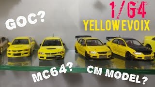 1/64 Yellow Mitsubishi Lancer Evolution IX (Evo 9). GOC vs Mc64 vs CM-Model