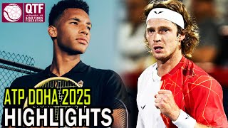 Andrey Rublev vs Felix Auger-Aliassime QF Highlights | ATP Doha 2025