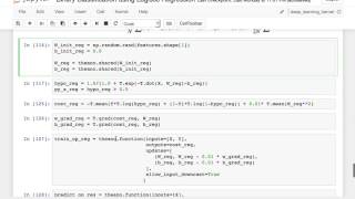 Theano ML 003 Binary Classification using Regularized Logistic Regression