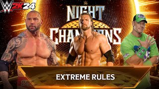 WWE 2k24 - Triple H vs. Batista vs. John Cena: Extreme Rules Match at Night Of Champions