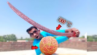 Cutting 10000 Rubber Band Ball With 1000℃ Hot Talwar | Awesome Experiment