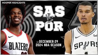 San Antonio Spurs vs Portland Trail Blazers Full Game Highlights | Dec 29 | 2024 NBA Season