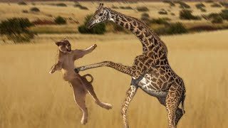 Extreme fight Lion vs Giraffe #2 , Wild Animals Attack