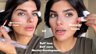 Rare Beauty vs Glossier Makeup Tutorial + Life Advice, New Haircut, and Sunday Vibes!