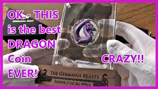 Fafnir 2 oz AMAZING Silver Coin | Ruthenium Coated from the Germania Mint