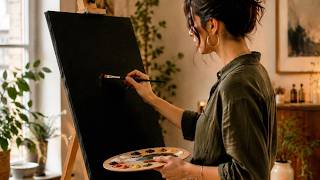 Watch This Black Canvas Turn Into a Sunset Masterpiece / Easy Painting for beginners