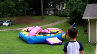 castle bouncy house inflating