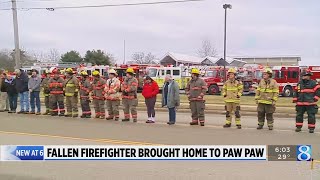 Procession leads Paw Paw firefighter to funeral home