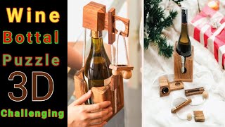 BSIRI Bottle Puzzle - Challenging 3D Wooden Bottle Holder and Lock Puzzle Games for Adults.