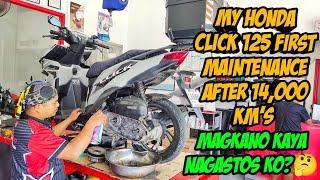 May Honda Click 125  First Maintenance After 14,000 Km's Run Magkano Kaya Nagastos ko?