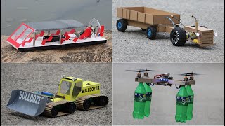 4 Amazing DIY TOYs - 4 Amazing Things You Can Do It - Boat - Drone - Tractor - Bulldozer