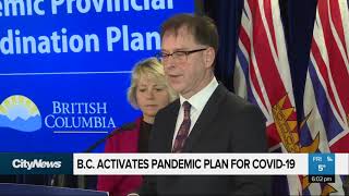 B.C. activates pandemic plan for COVID-19