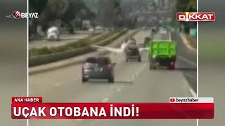 Otobanda tehlikeli anlar! Uçak trafiğe açık yere indi