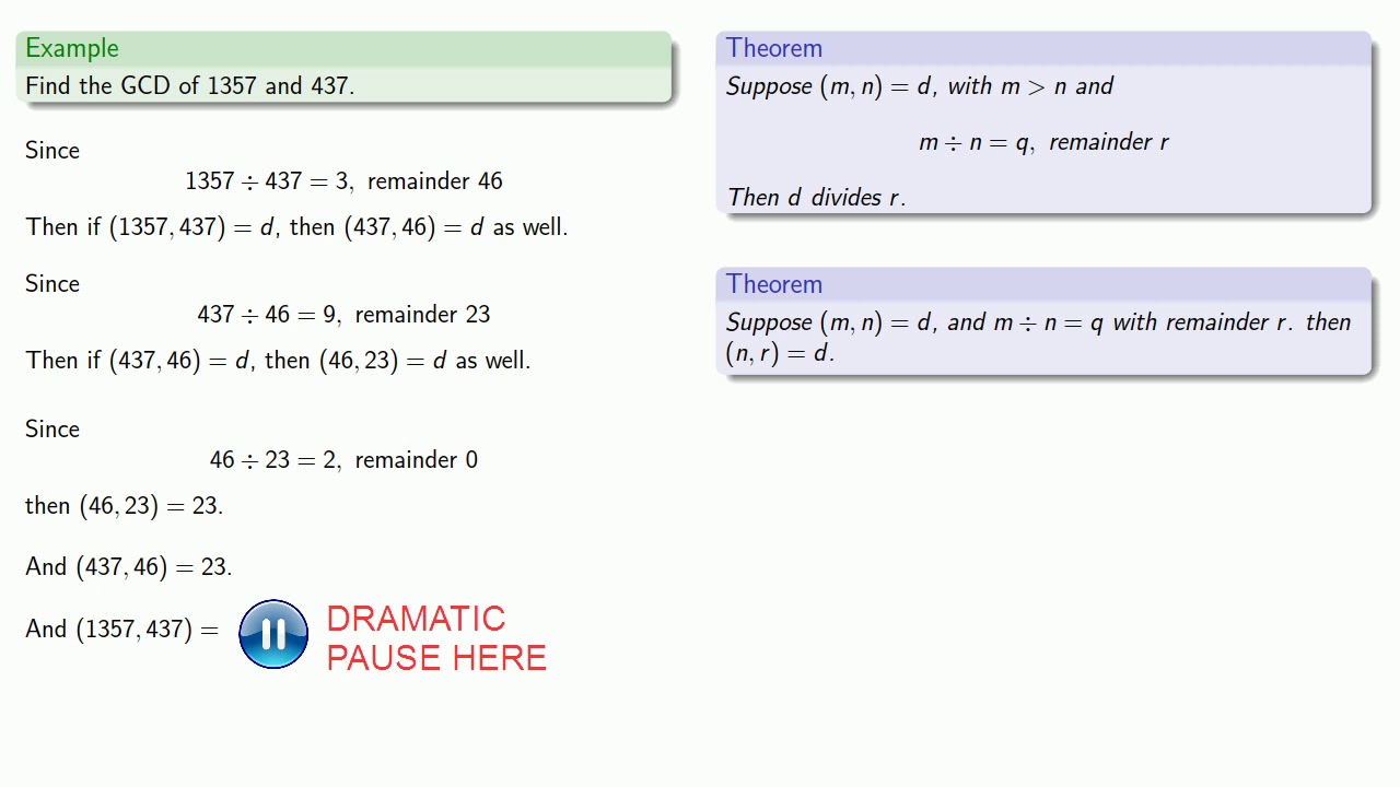 Euclidean Algorithm, Part Two - YouTube