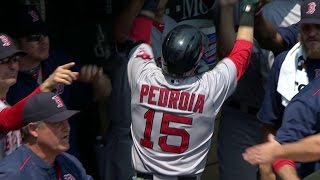 BOS@MIN: Pedroia takes Hughes deep to left again