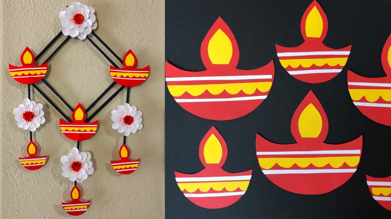 DIY Paper Diya Wall Hanging || Diwali Decoration Ideas 2020 ||Home ...