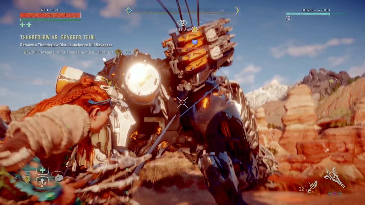 Horizon Zero Dawn - Thunderjaw VS Ravager Trial Blazing Sun - YouTube