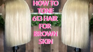 How To Tone 613 Wig \u0026 Tint The Knots| Beige Blonde HAIR TUTORIAL