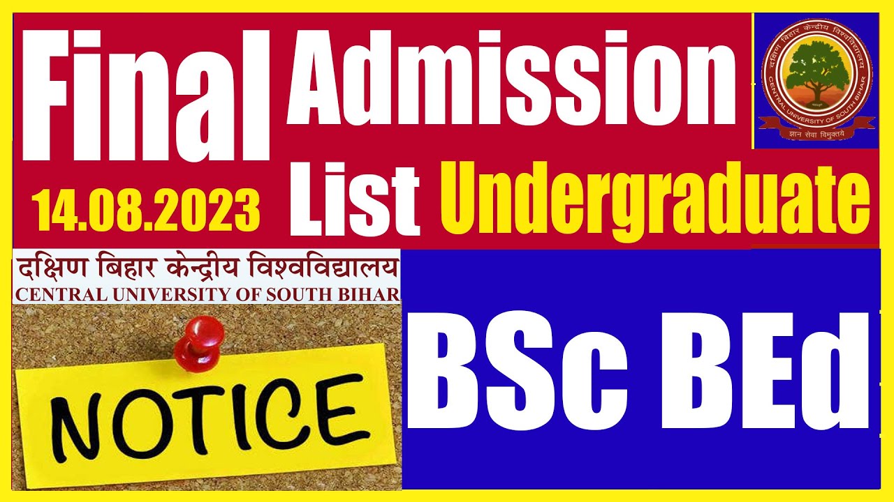 BSc BEd Final Admission List Central University Of South Bihar | CUSB ...