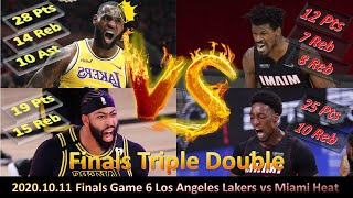 LeBron James + Anthony Davis VS Jimmy Butler + Bam Adebayo - 2020 NBA Finals Game 6