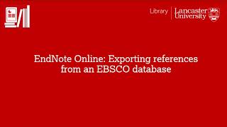 Endnote Online : Exporting references from EBSCO databases