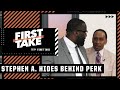 Stephen A. hides behind Perk during a James Harden-76ers discussion 😆 | First Take