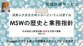 医療ソーシャルワーカー（MSW）の歴史と業務指針　100点を目指す講義NO.12　保健医療サービス