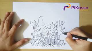How to Draw Coral Reef Easy step by step